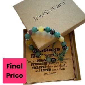 Green and Yellow Jade Beaded Bracelet fits up to 8” inches